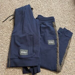 Hugo Boss Navy Joggers with Leopard Side Stripe